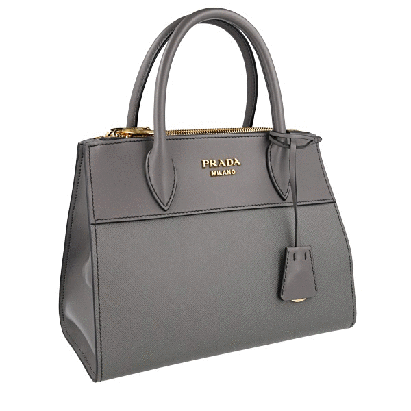 PRADA ダークグレー バッグ PRADA PARADIGME ESPLANADE SHOULDER BAG HANDBAG 1BA116 GREY LEATHER
