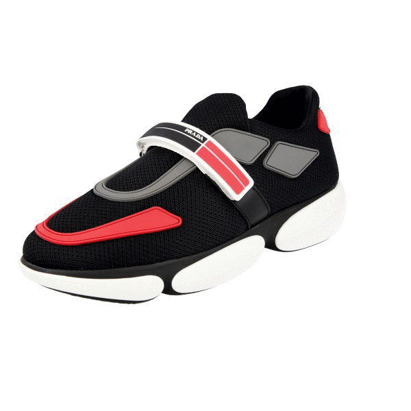 AUTH PRADA CLOUDBUST SNEAKERS SHOES 1E293I BLACK SPORT KNIT US 9