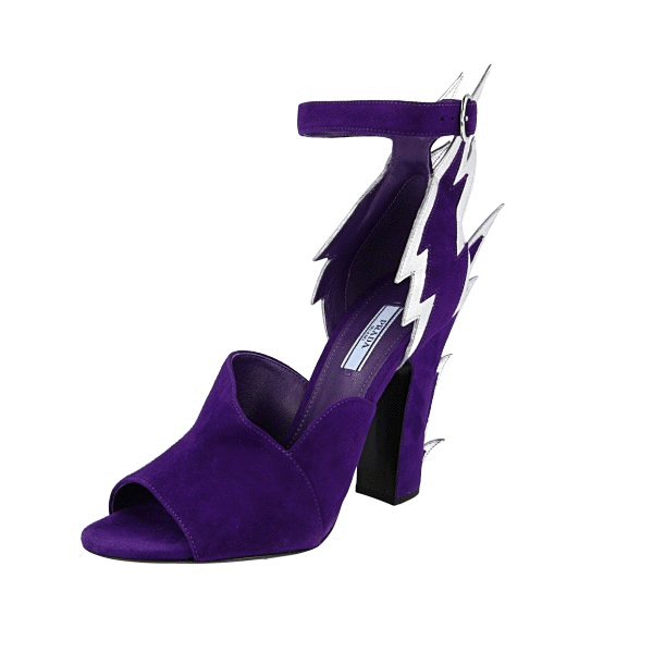【関税&送料込】Prada Purple Leather Pumps Prada Purple Glossy Leather Platform Peep-Toe Heels Size 8.5