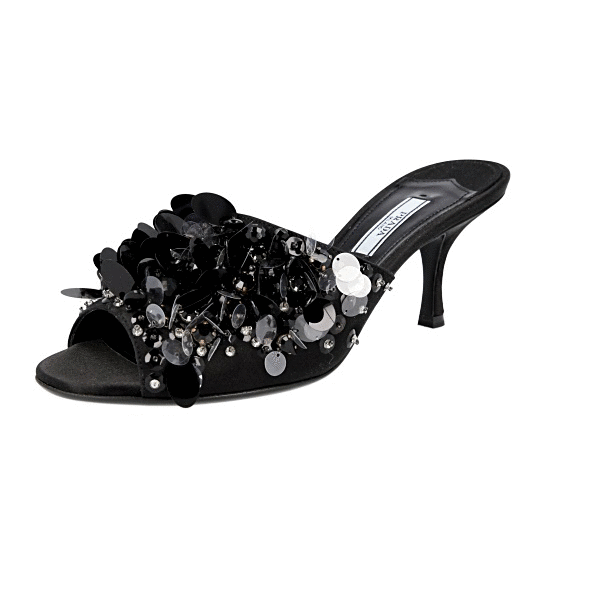 PRADA Sequin Paillettes Slides Mules Pumps Sandals 1XX353 NEW - US