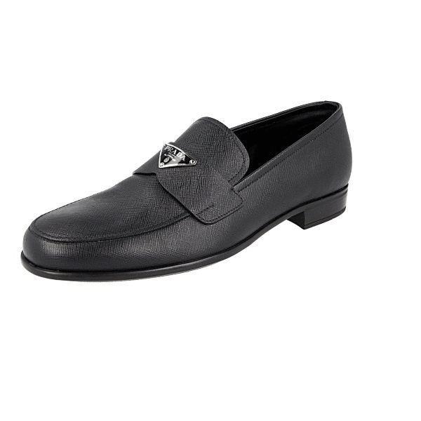 PRADA SAFFIANO LOGO DRESS SHOES 2DB180 BLACK LEATHER NEW US