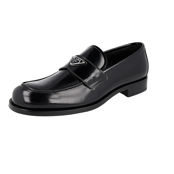 【PRADA】最新作★フラット ベルベット LOGO SLIDES PRADA プラダ スライドサンダル トライアングルロゴ 黒