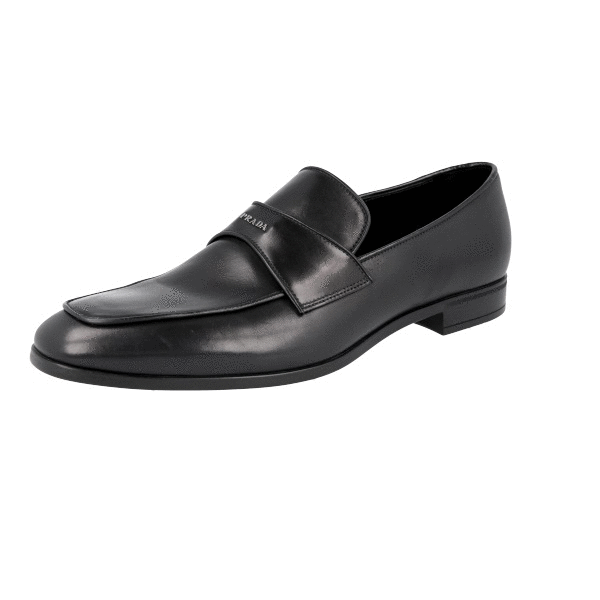 PRADA Leather Logo Loafer Dress Shoes - 2DC192 - Black - NEW  display picture 3