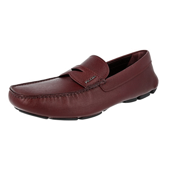 Prada Saffiano Burgandy drivers / loafers PRADA Saffiano Leather DRIVING LOAFER Shoes 2DD154 Burgundy  main image 4