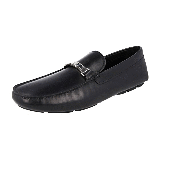 靴 prada sports flat shoes PRADA Leather Driving Loafer Slipper Shoes - 2DD159 Black