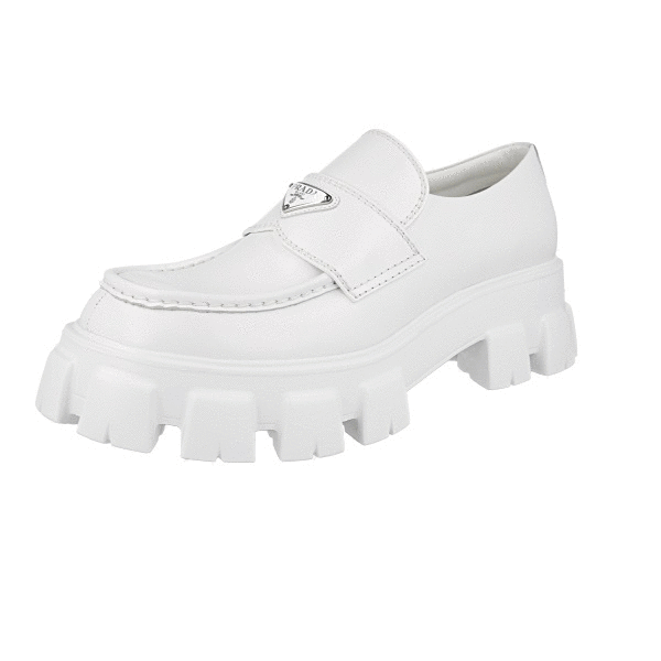 PRADA Leather Monolith Loafer - 2DE129 - White - NEW - US 7.5 EU