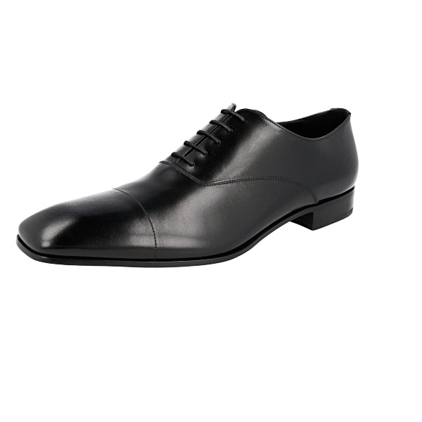 PRADA Polished Leather Oxford Dress Shoes - 2EA106 Black NEW  display picture 1