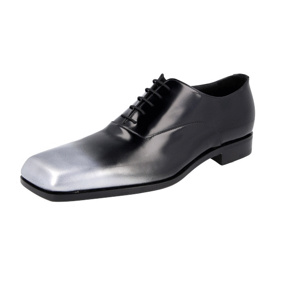 PRADA RUNWAY Silver Square Toe Dress Shoes - 2EA165 Black  display picture 2