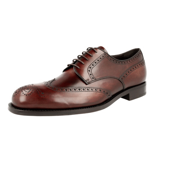 PRADA HIGH END WELT SEWN Derby Brogue Dress Shoes Brown  display picture 1