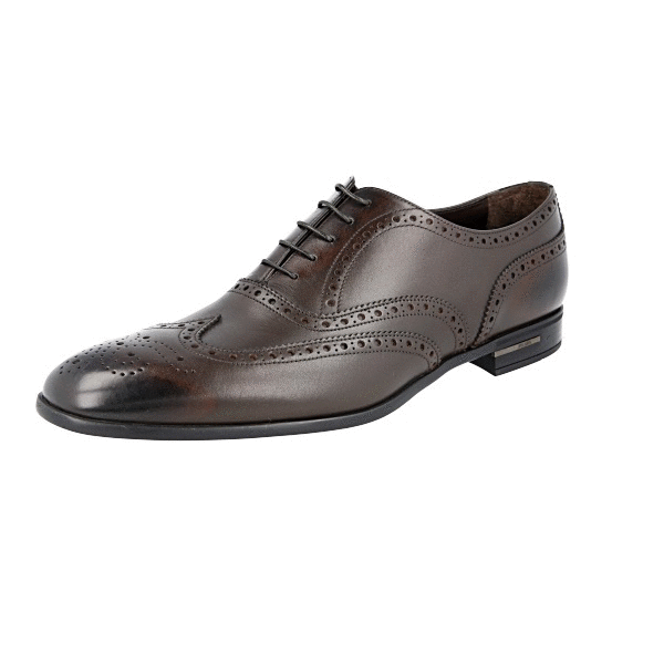 PRADA Leather Oxford Dress Shoes - 2EC121 - Brogue Brown NEW  display picture 1