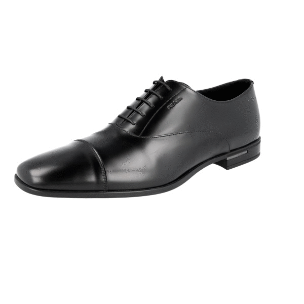 PRADA Leather Oxford Cap Toe Dress Suit Shoes 2EE190 Black 