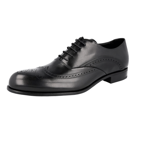 PRADA Leather Oxford Brogue Dress Shoes - 2EE201 - Black  display picture 3