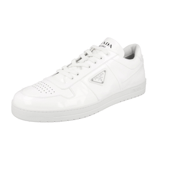 スニーカー PRADA | Downtown patent leather sneakers 2EE364_069_F0009 PRADA DOWNTOWN SNEAKERS SHOES 2EE364 WHITE PATENT LEATHER