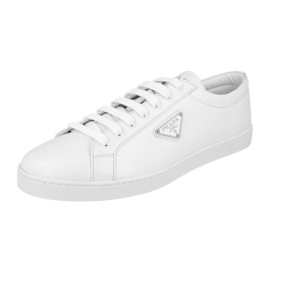 PRADA SNEAKERS SHOES 2EE376 SOLID ALL WHITE LEATHER NEW | eBay