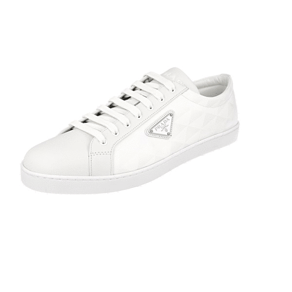 PRADA Nylon DOWNTOWN Symbol Sneakers - White - NEW - Uk 12 PRADA Downtown Bold Nappa Chunky Sneakers - 2EE386 White NEW  main image 2