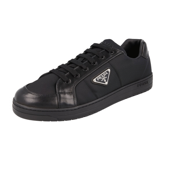 PRADA Leather Downtown Sneakers - 2EE395 - Black - NEW - US