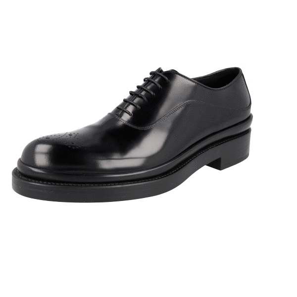 セール★PRADA★UJN883 PRADA OXFORD DRESS SHOES DOUBLE SOLE 2EG188 BLACK LEATHER
