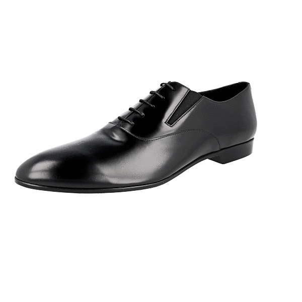 Prada Elegant Black Leather Oxfords PRADA Leather Oxford Cap Toe Dress Suit Shoes 2EE190 Black  main image 3