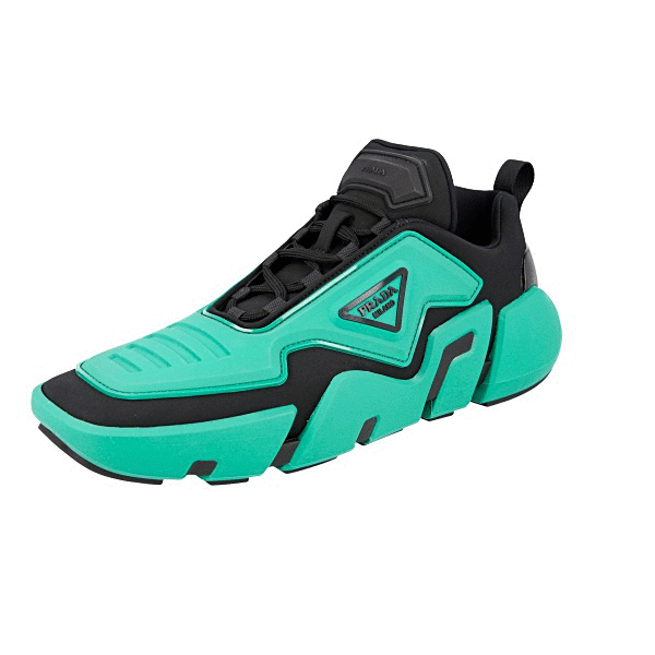 PRADA ダークグリーン スクエアトゥミュール PRADA TECHNO STRETCH SEGMENT Sneakers 2EG214 Green Black NEW - US