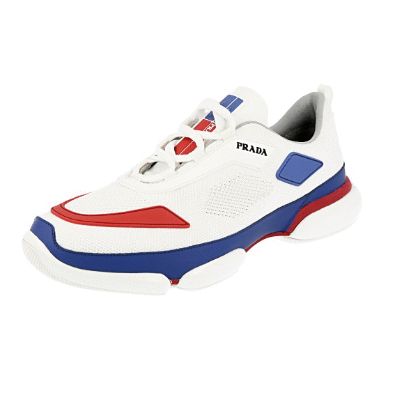 AUTH LUXURY PRADA CLOUDBUST SNEAKERS SHOES 2EG253 WHITE BLUE RED