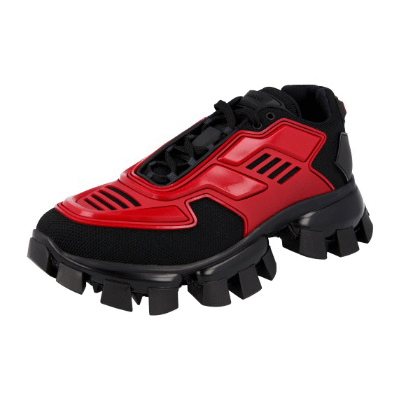 PRADA CLOUDBUST THUNDER SNEAKERS SHOES 2EG293 BLACK RED NEW