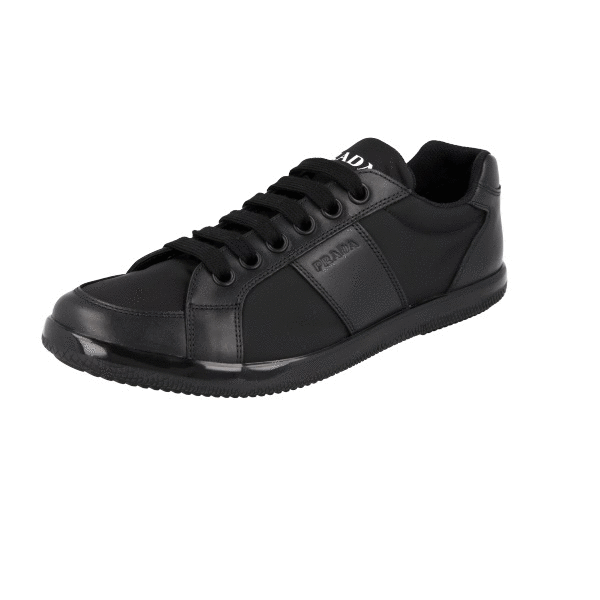 PRADA Leather Nylon Sneakers Shoes - 2EG355 - all Black  display picture 1