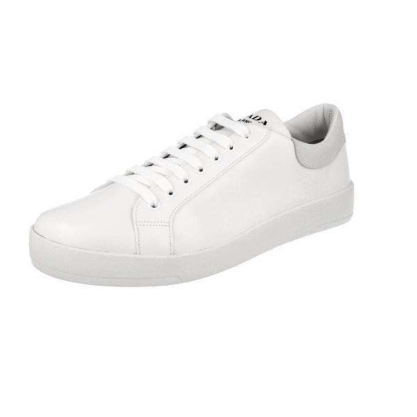 LUXURY PRADA SNEAKERS SHOES 2EG374 WHITE LEATHER NEW US 13 EU 46