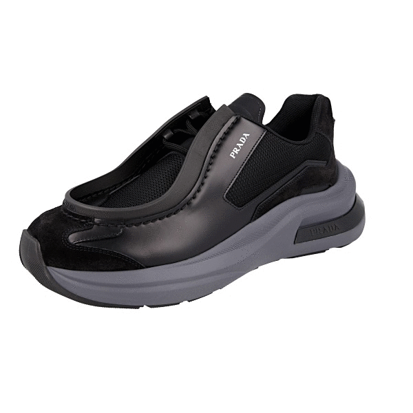 【値下げ】プラダ　Systeme ローカットスニーカー　2EG424 PRADA SYSTEME SNEAKERS SHOES 2EG424 BLACK LEATHER NEW US 10 EU 43