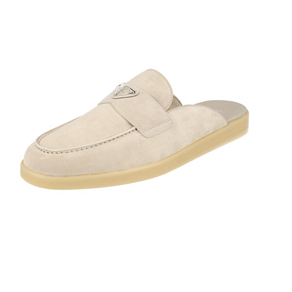 PRADA Suede Mules Slipper Sandals Loafer - 2OG125 - Beige - NEW