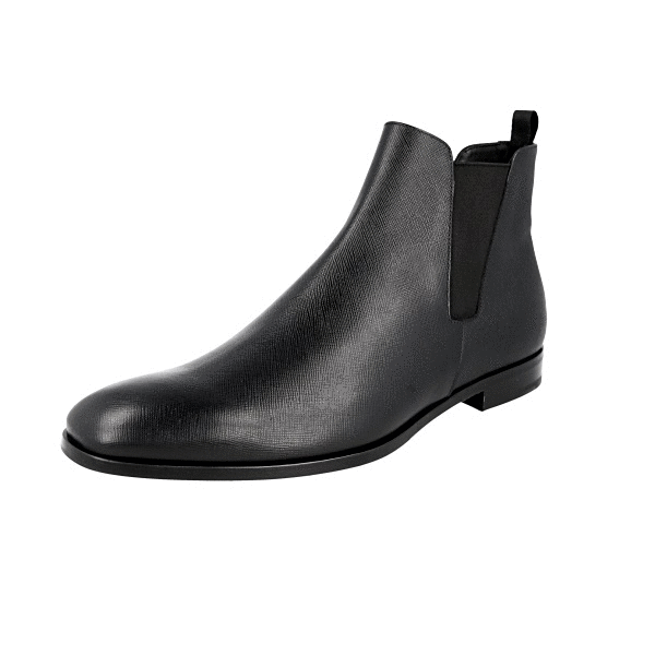 PRADA Saffiano Chelsea Boots Ankle Half Boots Shoes Black  display picture 1