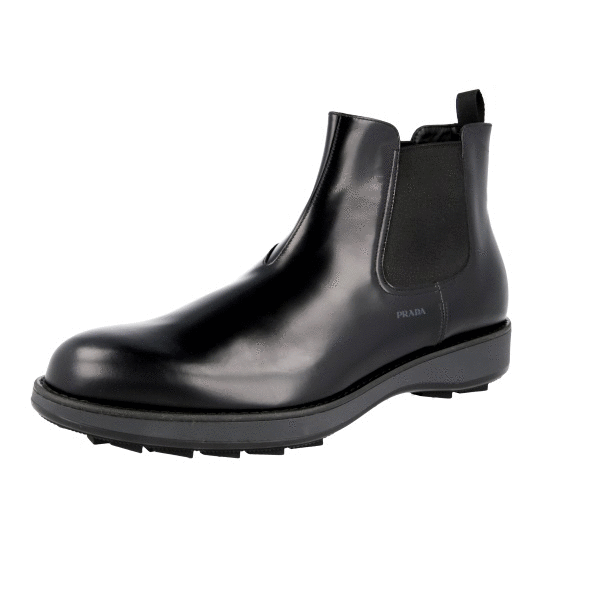 PRADA Leather Chelsea Boots Booties Shoes - 2TE136 - Black NEW | eBay