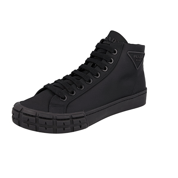 PRADA CASSETTA WHEEL HIGH-TOP SNEAKERS SHOES 2TG170 BLACK