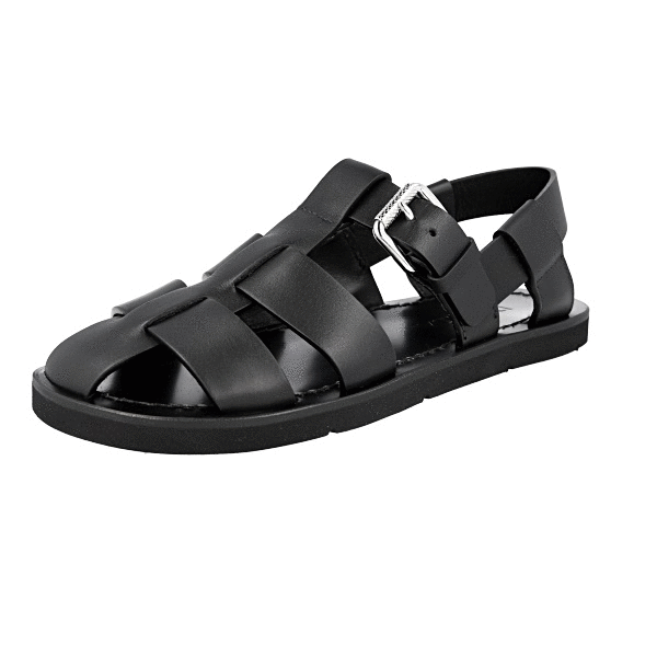 サンダル・ミュール PRADA FW25 Two-tone leather sandals (1X895MF100AZ3 F0967) AUTH LUXURY PRADA SANDALS SHOES 2X3007 BLACK LEATHER NEW US