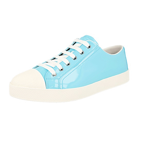 PRADA バレエシューズ PRADA SNEAKERS SHOES 3E6202 TURQUOISE WHITE PATENT LEATHER US 11