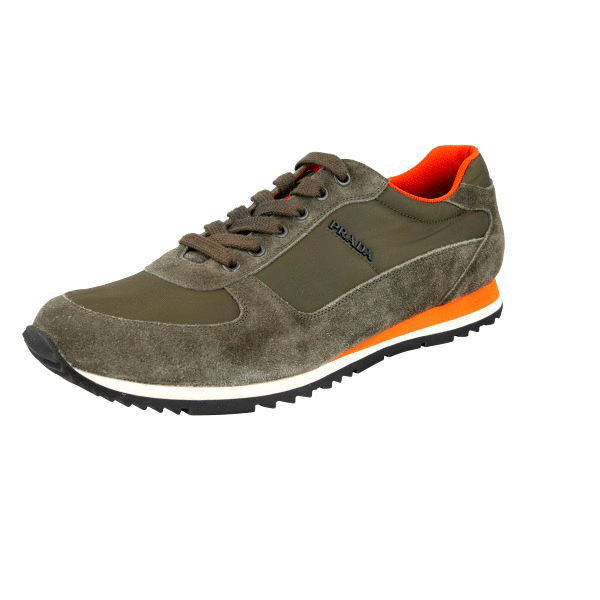 AUTH LUXURY PRADA SNEAKERS SHOES 4E2721 GREEN SUEDE NEW US