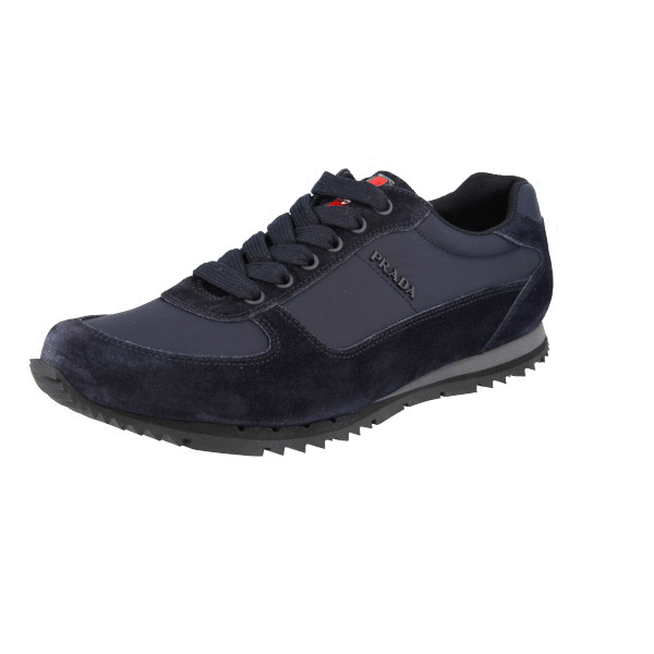 PRADA Suede Nylon Sneakers RED STRIPE - 4E2721 - Blue - NEW  display picture 3