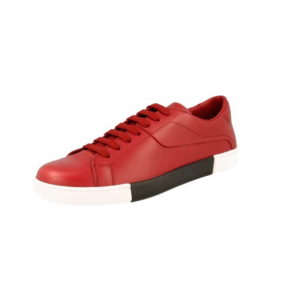 AUTHENTIC PRADA SNEAKERS VITELLO GOLF SHOES 4E2962 RED NEW