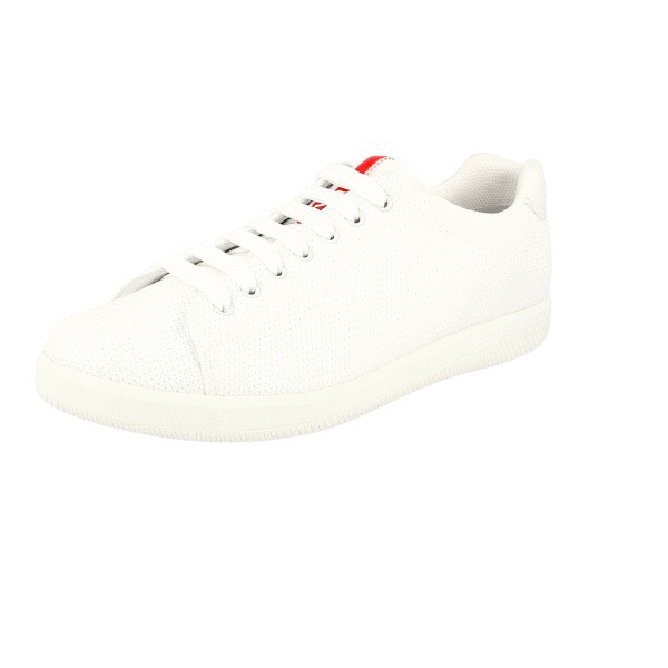 PRADA Bike Mesh Red Stripe Sneakers - 4E2988 - White - NEW 