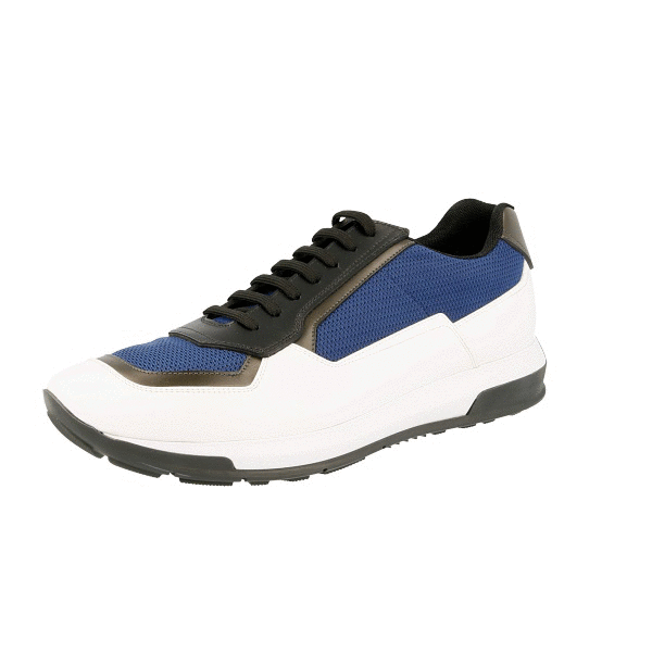 blue and white prada trainers