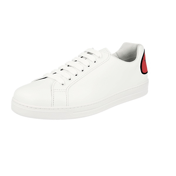 PRADA COMIC LIMITED SNEAKERS SHOES WHITE RED LEATHER NEW US