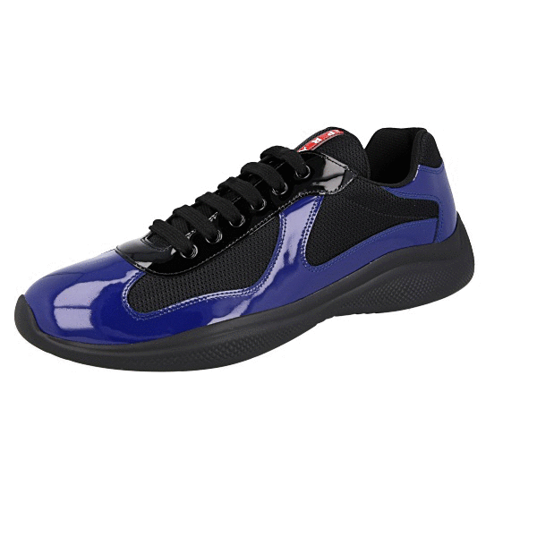 PRADA AMERICAS CUP SNEAKERS SHOES 4E3400 BLUE LEATHER NEW US 12 EU