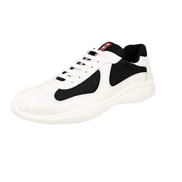 AUTH PRADA AMERICAS CUP SNEAKERS SHOES 4E3400 WHITE LEATHER US 10