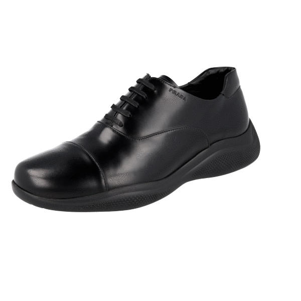 PRADA TOBLACH SNEAKERS SHOES 4E3448 BLACK LEATHER NEW | eBay