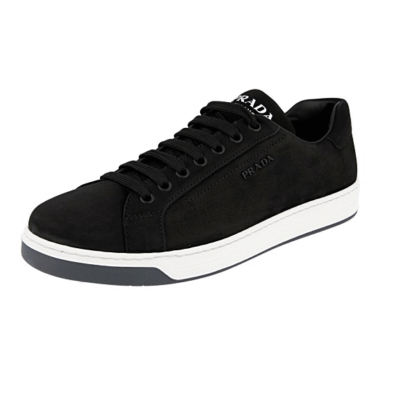 正規店買付【PRADA】Downtown スエード スニーカー PRADA DOWNTOWN CRYSTAL SNEAKERS SHOES 1E348N BLACK LEATHER