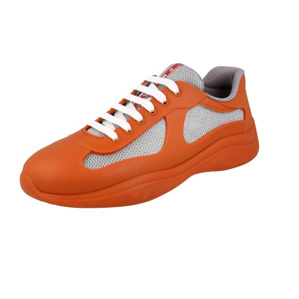PRADA AMERICAS CUP RUBBER SNEAKERS SHOES 4E6500 ORANGE NEW