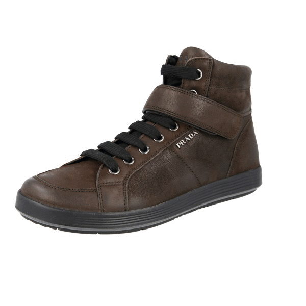 prada high top leather sneakers
