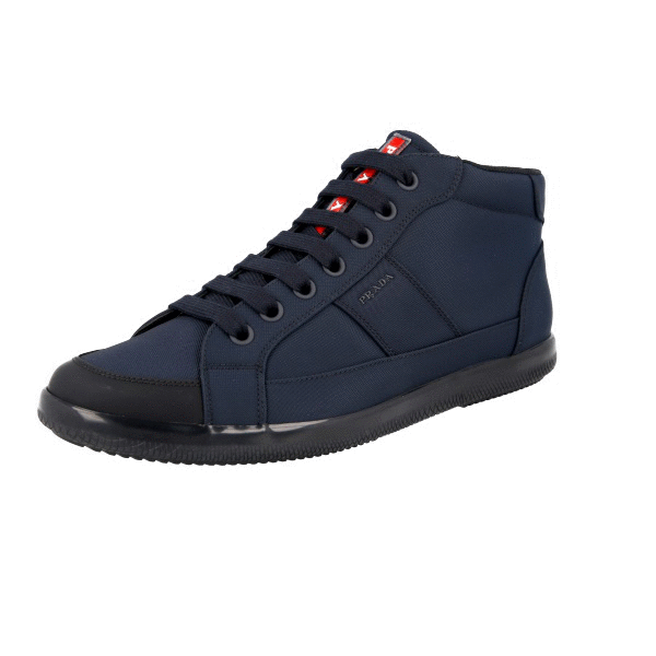 スニーカー PRADA Navy blue canvas and suede Downtown sneakers Prada Navy Blue Canvas And Suede Downtown Sneakers | italist