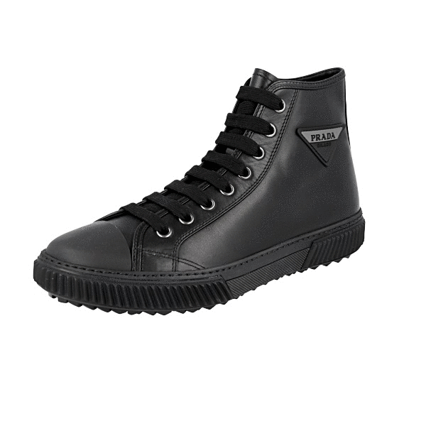 prada high top leather sneakers