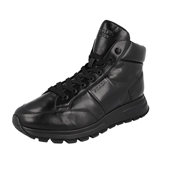 PRADA Nappa Prax01 SHEARLING FUR High-Top Sneakers Boots NEW - US