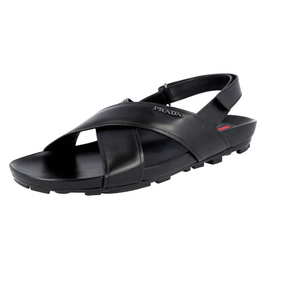 PRADA Leather Crisscross Slides Band Sandals - 4X2919  display picture 1